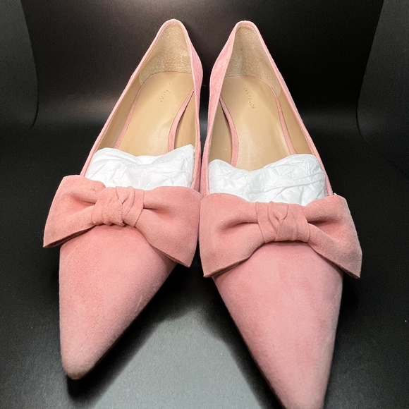 Suede Pink Bow Mini Heel - Picture 2 of 3